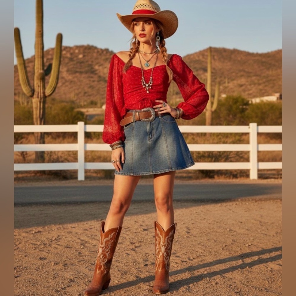 Guess lunes women’s top bohemian / western / romantic in Sz Small stretchy